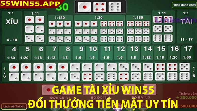 Game tài xỉu win55 đổi thưởng trực tuyến