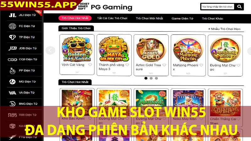 Nhiều trò chơi slot game tại nhà cái 55win