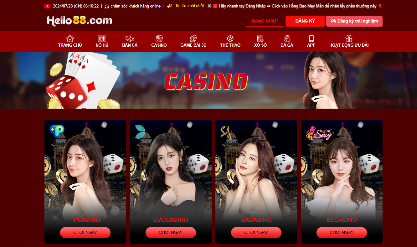 Điểm danh top trò chơi hot nhất ở Casino Hello88